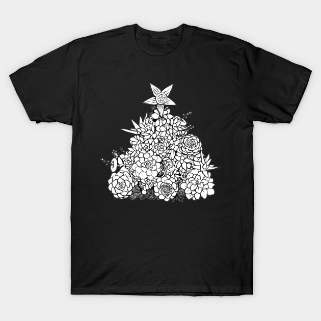 Succulent Christmas Tree ( Lineart ) T-Shirt by artbysavi